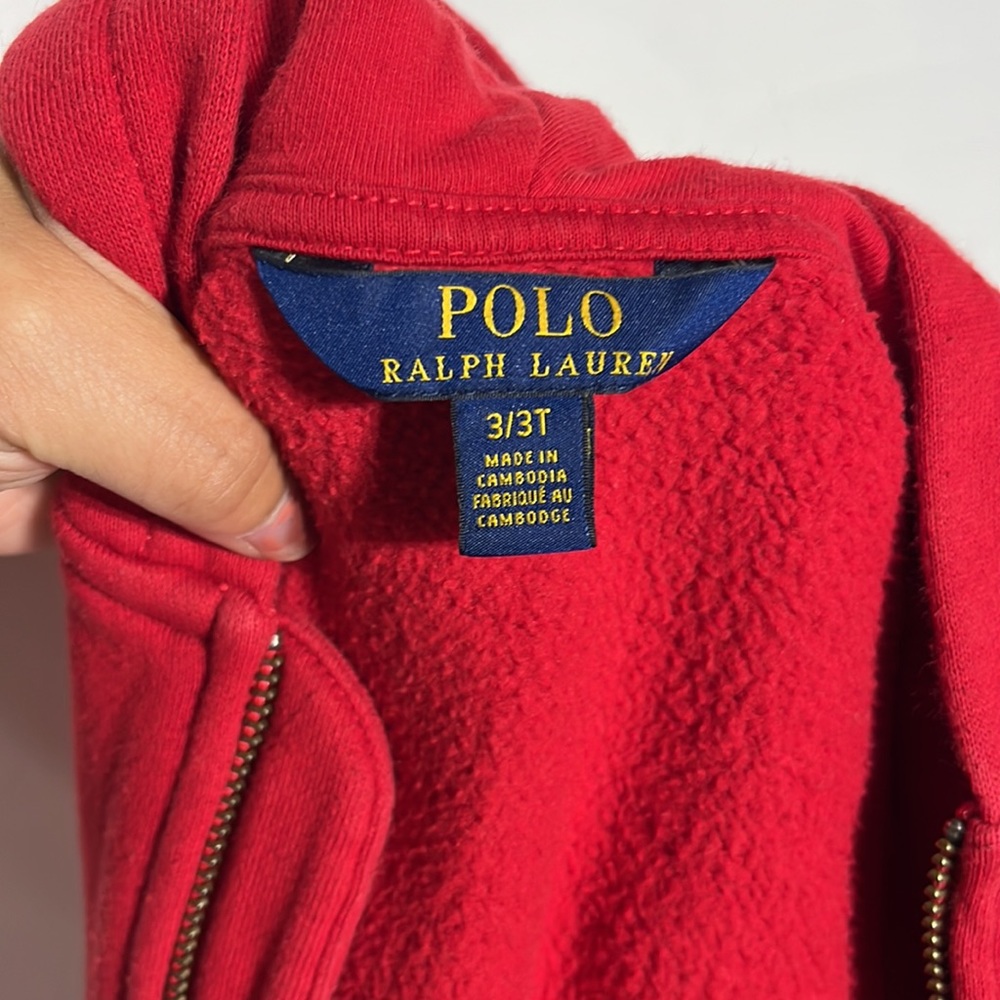 Polo Ralph Lauren Red Logo Fleece Full Zip Hoodie Size 3T - Picture 7 of 8